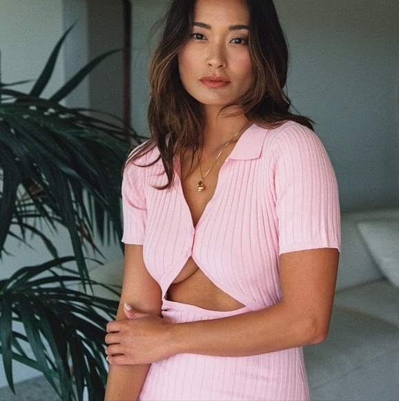 NWT L* Space Lena Cutout Midi Dress- Macaroon - Picture 3 of 9